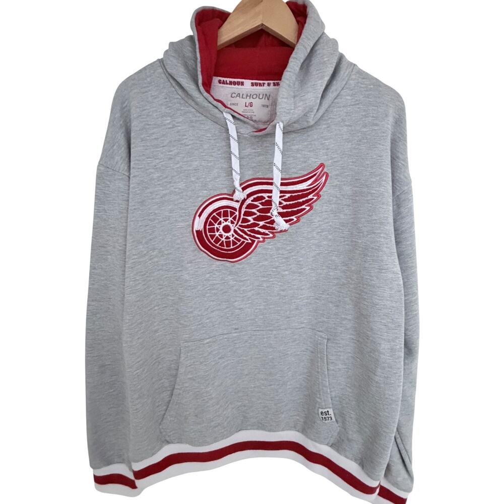Detroit Red Wings Hoodie Mens Large Gray NHL Pullover Sweatshirt